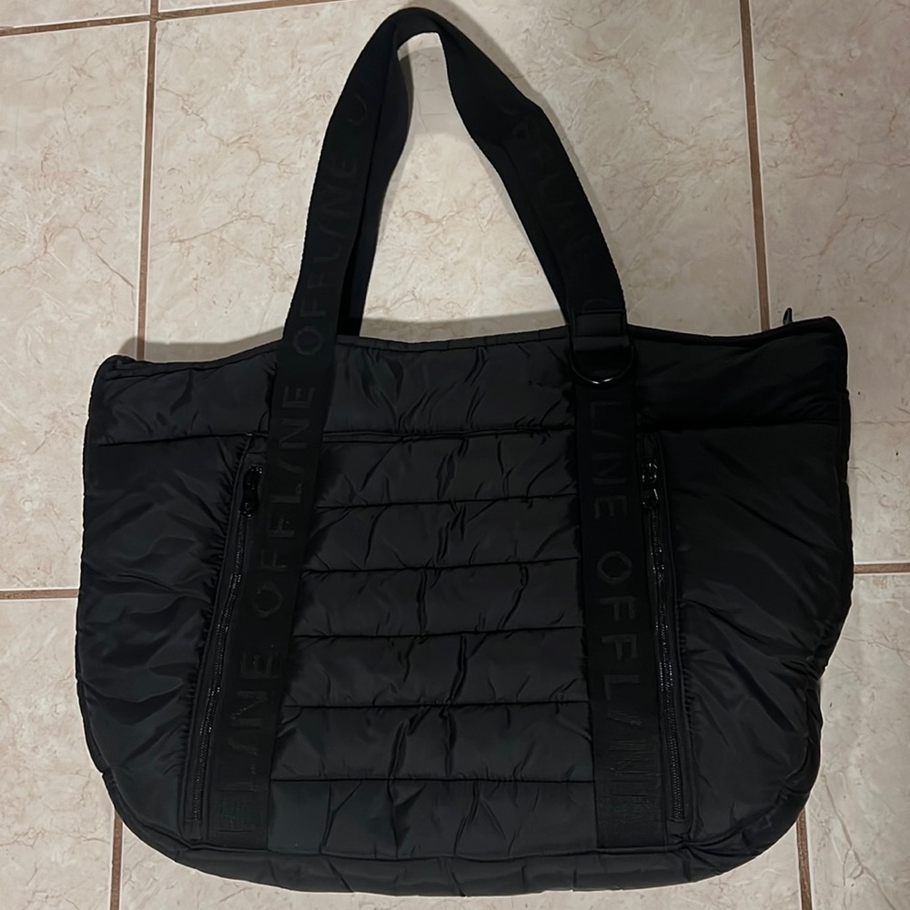Aerie Offline Quilted Black Yoga Tote